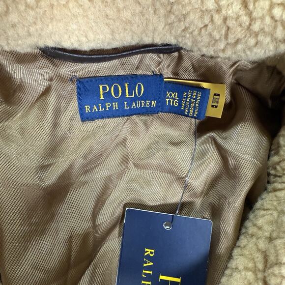 NWT Polo Ralph Lauren Sherpa Camel Leather Jacket Women’s Plus Size 2X XXL - Picture 3 of 10